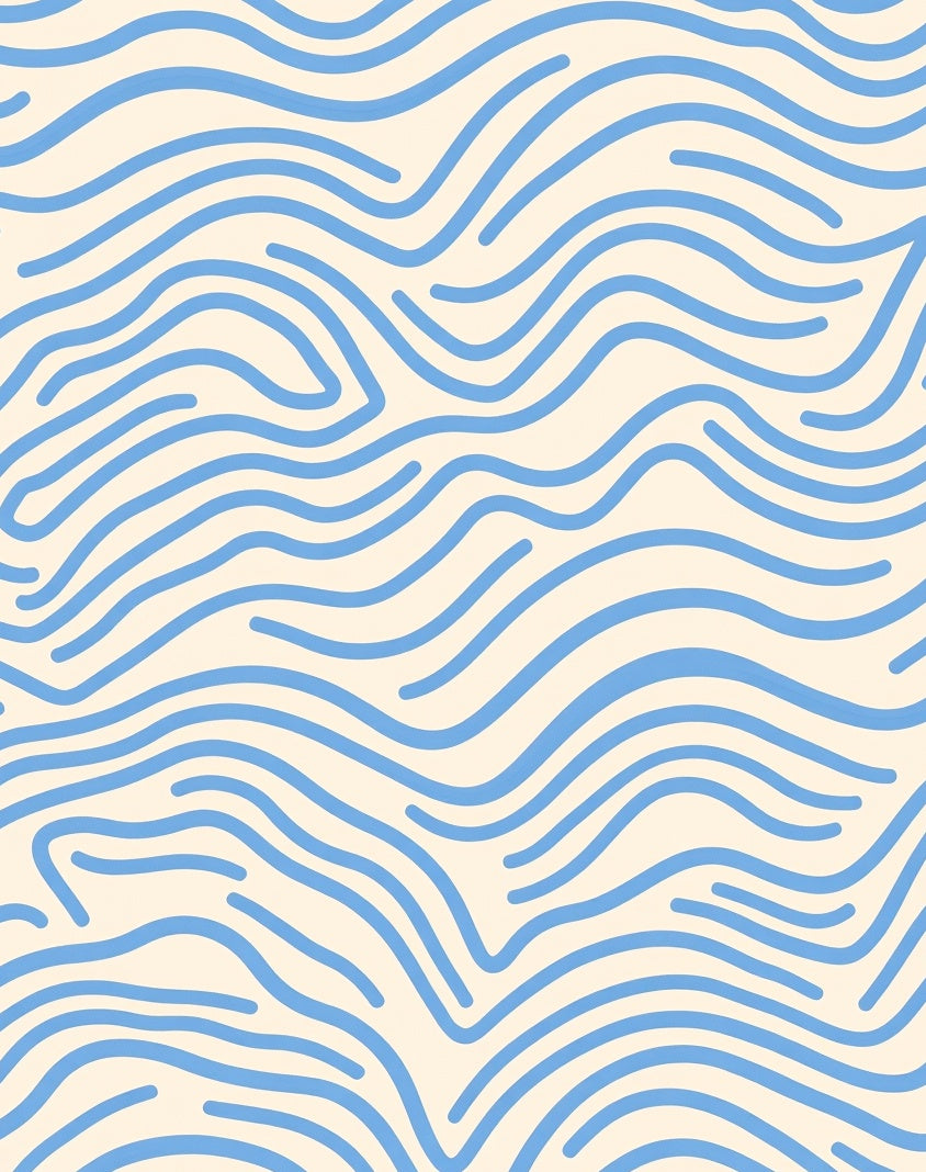 Abstract Blue Wave Pattern Rug
