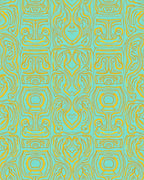 Aqua Gold Organic Pattern Rug