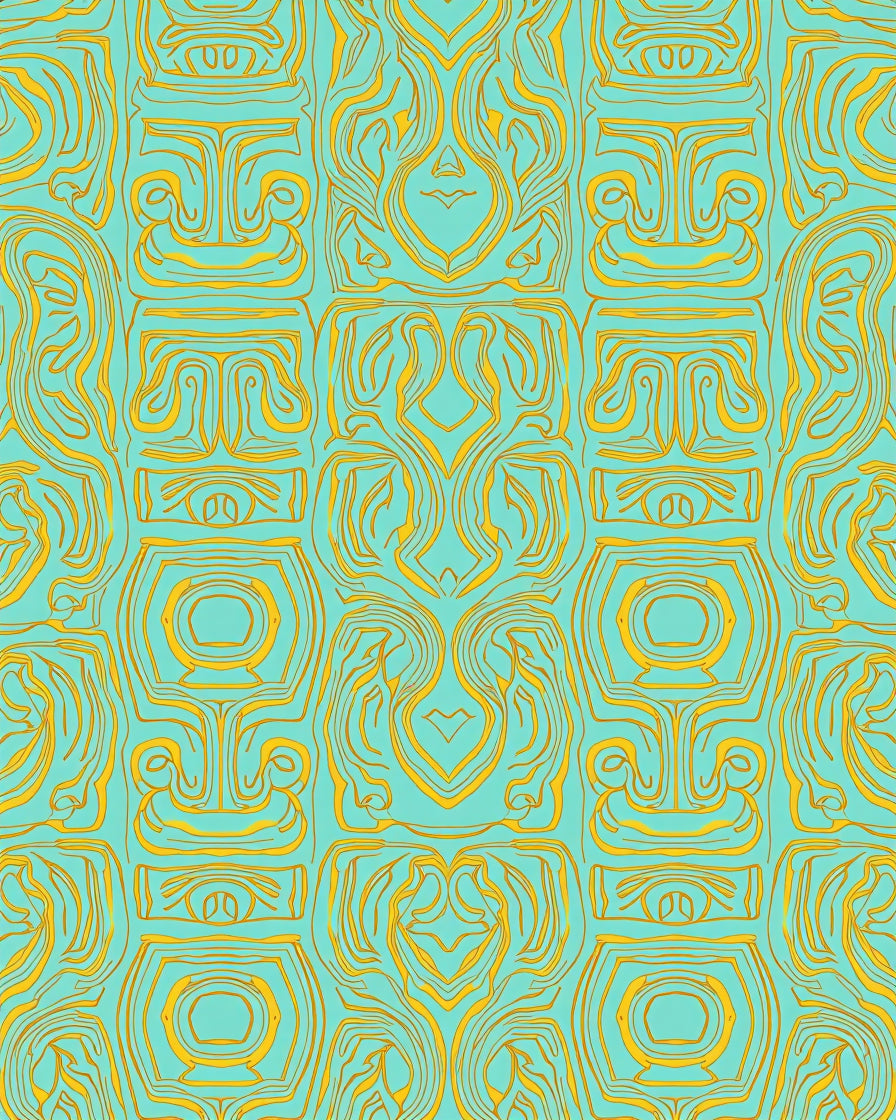 Aqua Gold Organic Pattern Rug