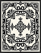 Classic Black White Ornamental Design Rug