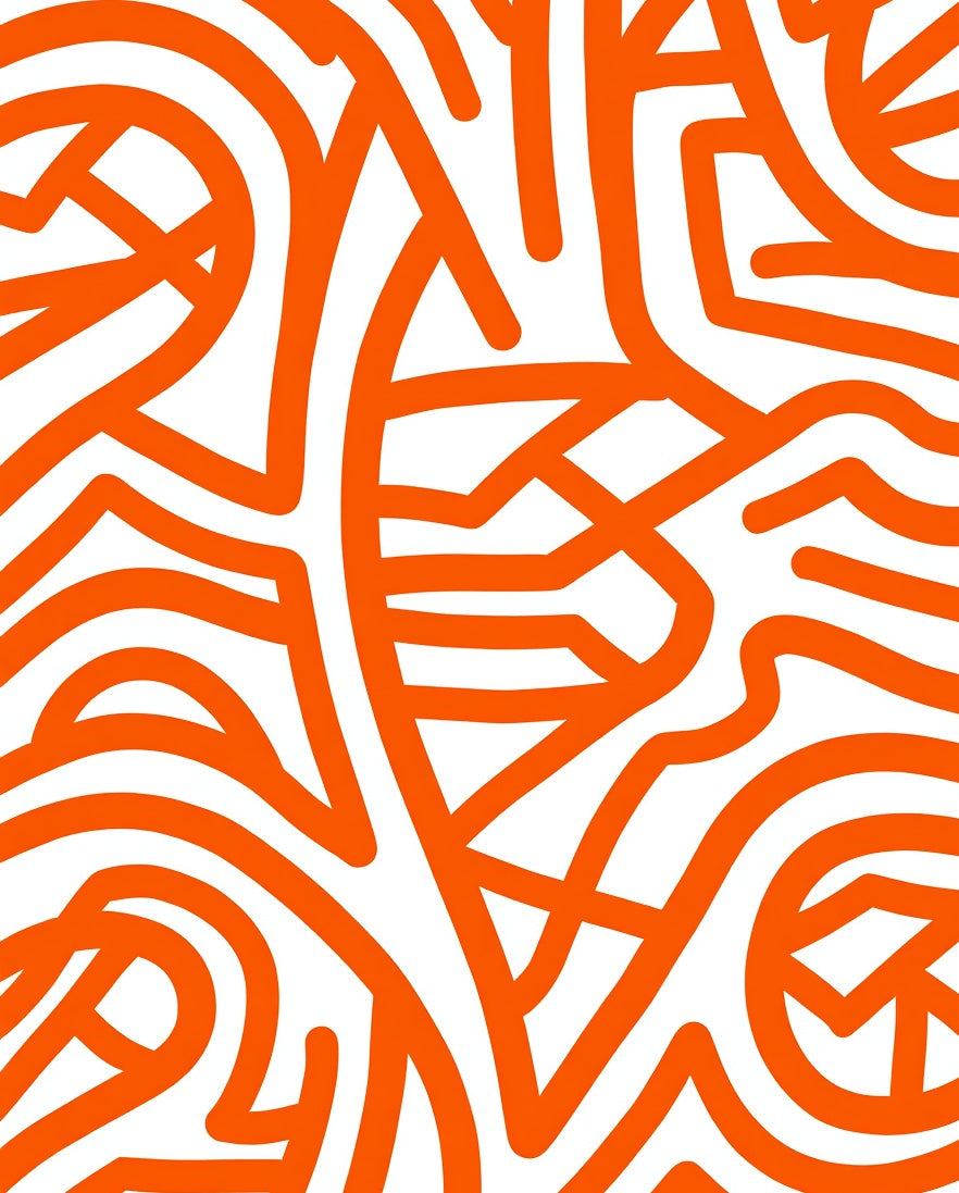 Bold Orange Abstract Line Art Rug