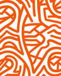 Bold Orange Abstract Line Art Rug