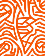 Bold Orange Abstract Line Art Rug