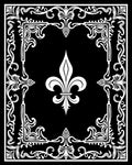 Ornate Fleur De Lis Black White Pattern Rug