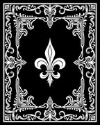 Ornate Fleur De Lis Black White Pattern Rug