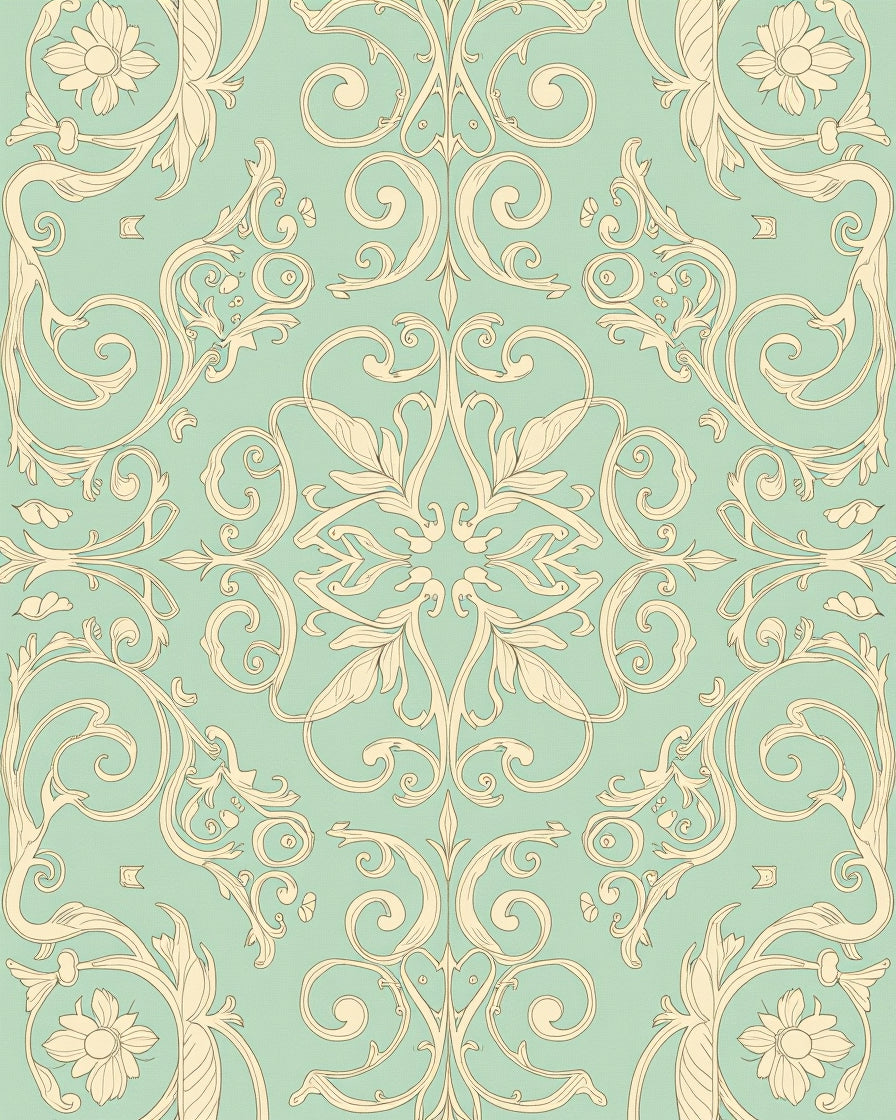 Elegant Cream Swirl Floral Pattern Rug