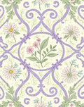 Lilac Floral Scrollwork Pattern Rug