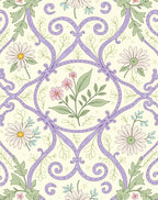 Lilac Floral Scrollwork Pattern Rug