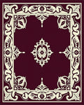 Ornate Ivory Floral Border Design Rug