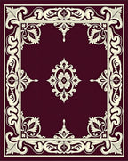 Ornate Ivory Floral Border Design Rug