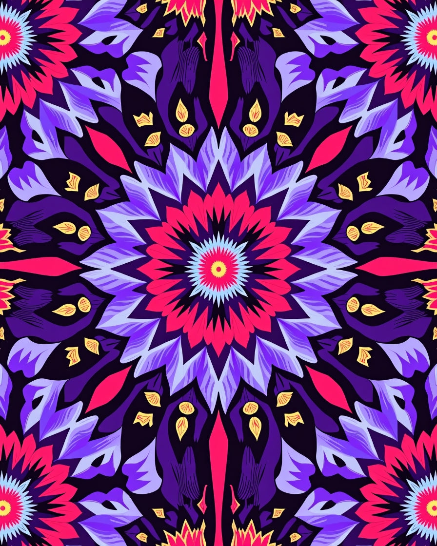 Vibrant Mandala Style Floral Pattern Rug