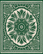 Green Floral Medallion Intricate Pattern Rug