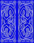 Ornate Blue White Flourish Pattern Rug