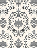 Classic Gray Cream Damask Pattern Rug
