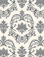 Classic Gray Cream Damask Pattern Rug