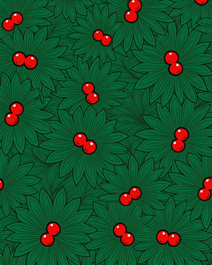 Christmas Holly Berry Floral Rug