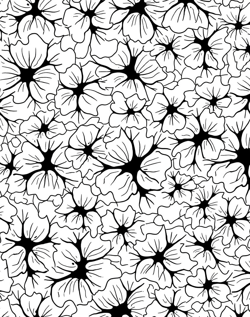 Bold Black Outline Floral Pattern Rug