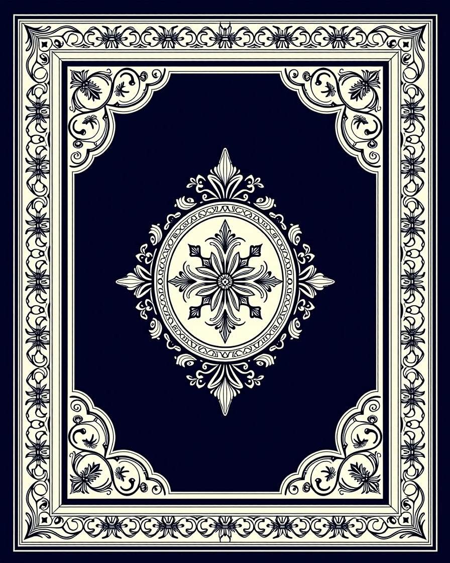 Intricate Floral Motif Bordered Rug