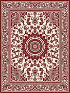 Ornate Red Mandala Patterned Rug