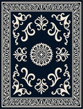 Elegant Ivory Floral Scrollwork Design Rug