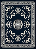 Elegant Ivory Floral Scrollwork Design Rug