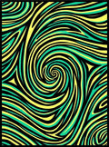 Black Yellow Teal Swirling Lines Rug