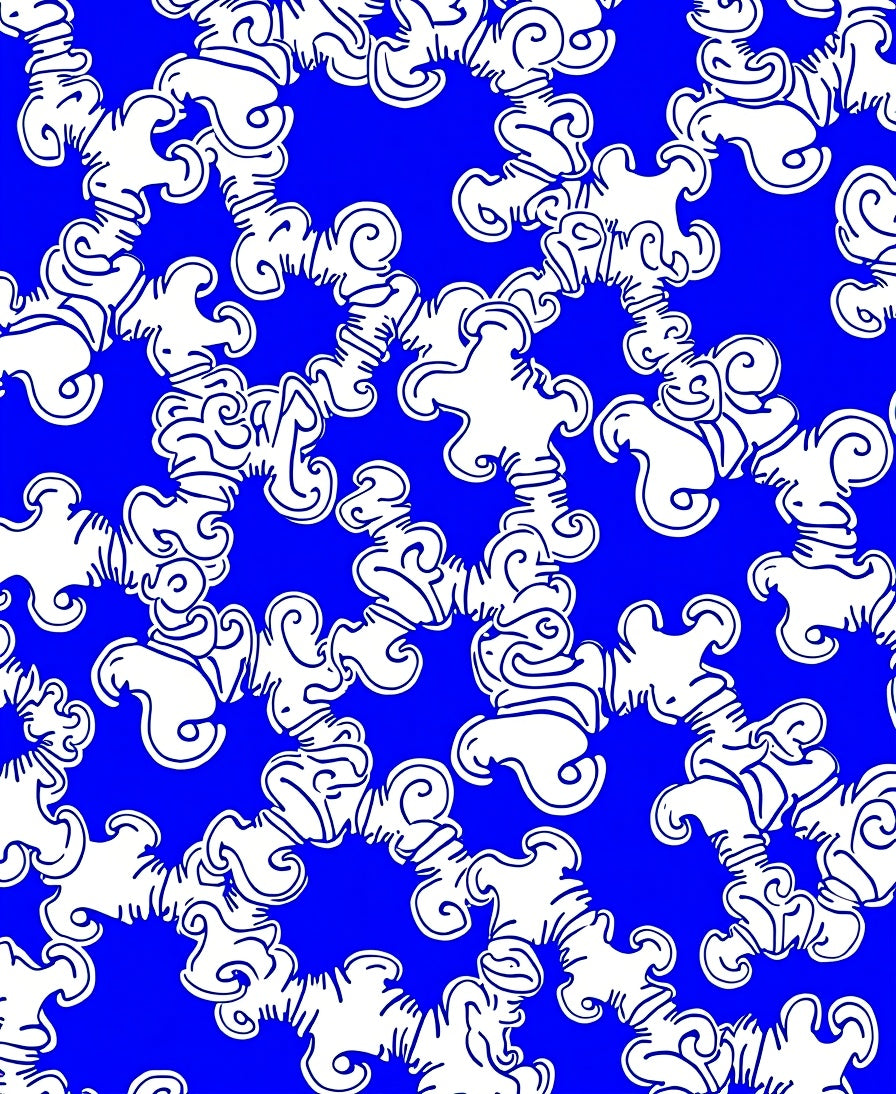Abstract Blue White Swirl Pattern Rug