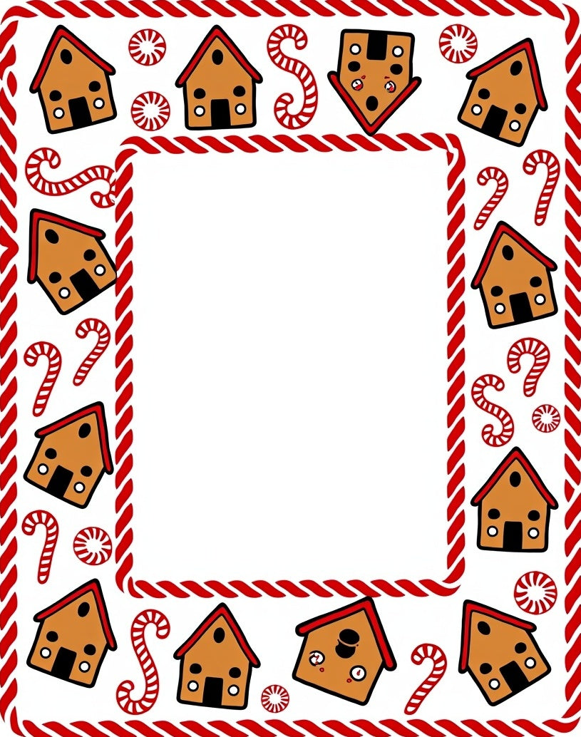 Gingerbread Houses Candy Cane Border Rug