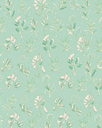 Mint Green Botanical Outline Design Rug