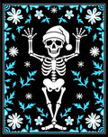 Black White Sky Blue Skeleton Floral Rug