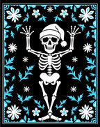 Black White Sky Blue Skeleton Floral Rug