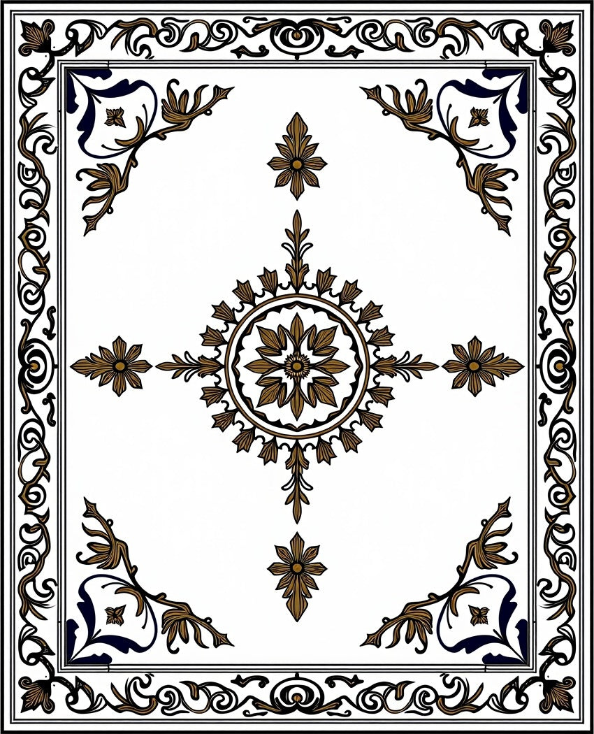 Classic Floral Border With Central Medallion Rug