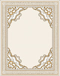 Elegant Gold Cream Scrollwork Border Rug