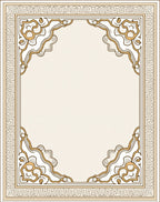 Elegant Gold Cream Scrollwork Border Rug