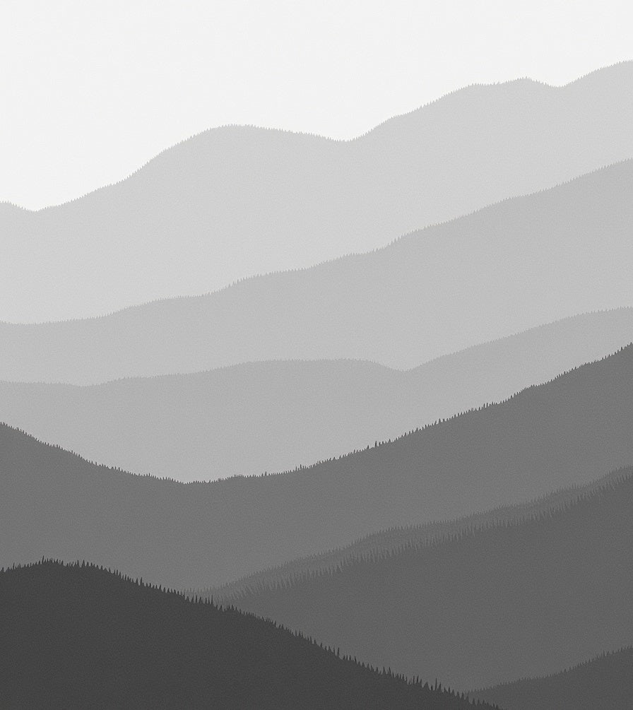 Monochromatic Misty Mountain Range Landscape Rug