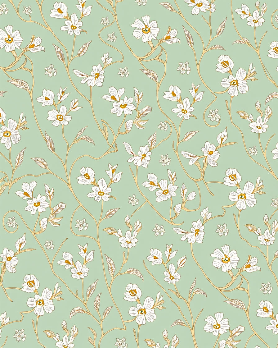 Delicate Floral Vines Pattern Rug