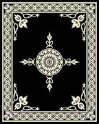 Elegant Floral Medallion Border Design Rug