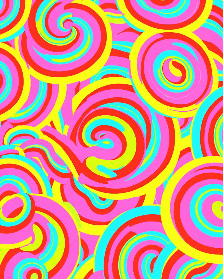 Vibrant Swirling Circles Pattern Rug