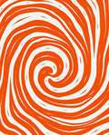 Orange White Swirl Patterned Rug