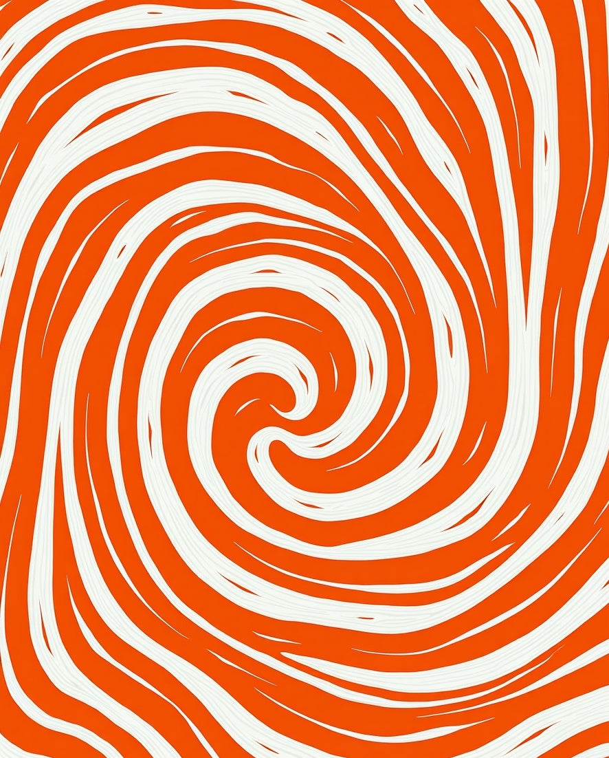 Orange White Swirl Patterned Rug