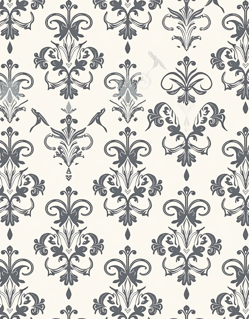 Classic Ornamental Grey and Cream Pattern Rug