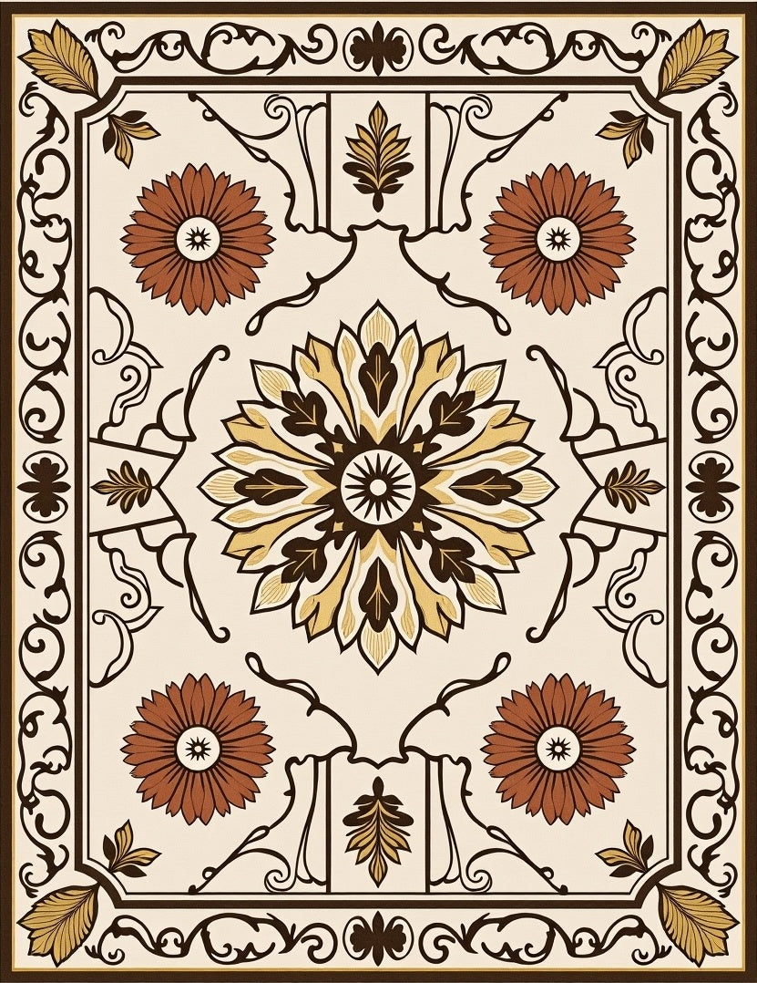 Central Floral Medallion with Border Rug