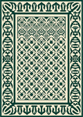 Elaborate Geometric Motif Bordered Design Rug