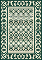 Elaborate Geometric Motif Bordered Design Rug