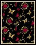 Crimson Gold Butterfly Floral Swirl Rug