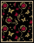 Crimson Gold Butterfly Floral Swirl Rug