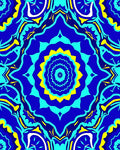Vibrant Blue Yellow Teal Mandala Design Rug