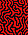 Red Black Abstract Organic Pattern Rug