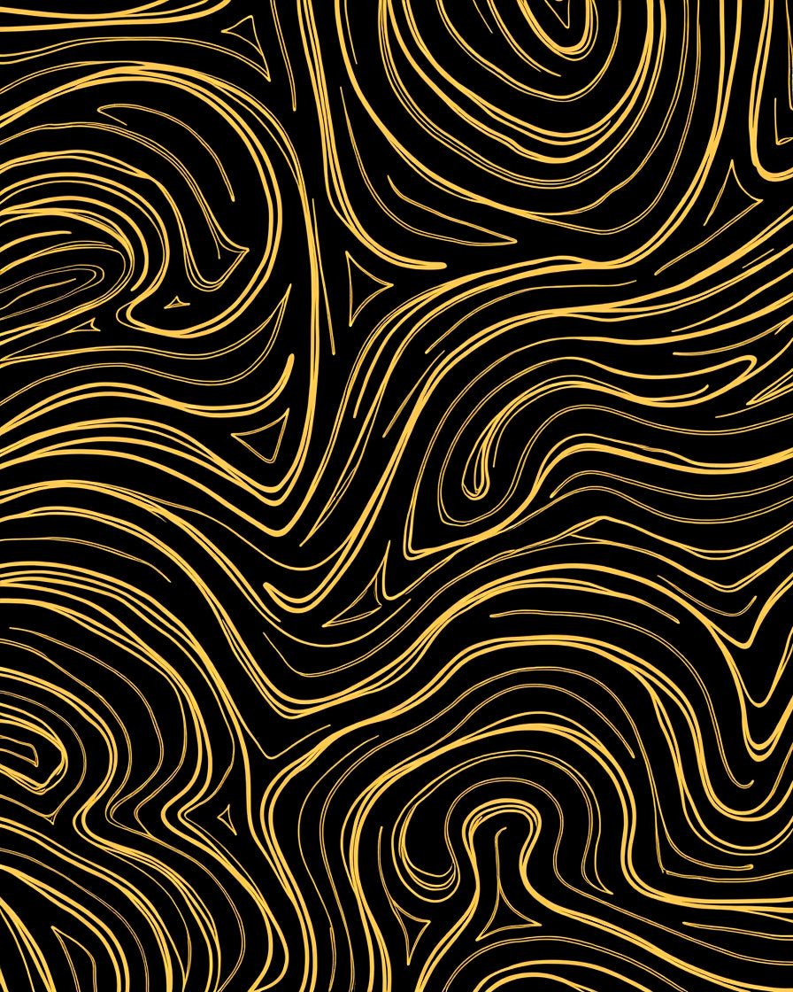 Abstract Swirls with Gold And Black Rug