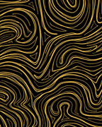 Abstract Swirls with Gold And Black Rug